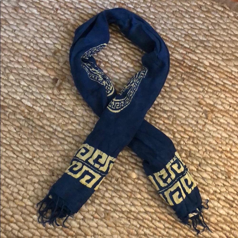 Greek key blue shawl.